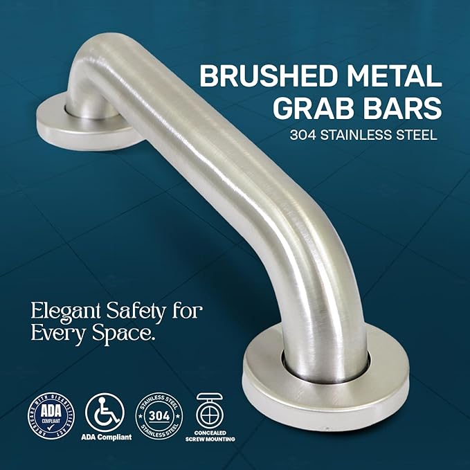 Highcraft Grab Bar for Bathtubs and Showers, Shower Grab Bars for Seniors and Elderly, Safety Bar for Bathroom 12" x 1.5" ADA Compliant Grab Bar, Heavy Duty Stainless Steel Shower Handle Wall Mount