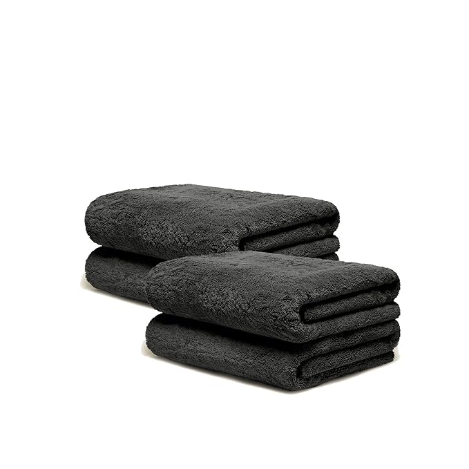 Italic Serene Ultraplush Cotton Bath Towels, 4-Pack (2 Sets of 2), Charcoal, Large, 800GSM, 100% Cotton, Heavy Duty, Resort Grade Towels (Charcoal)