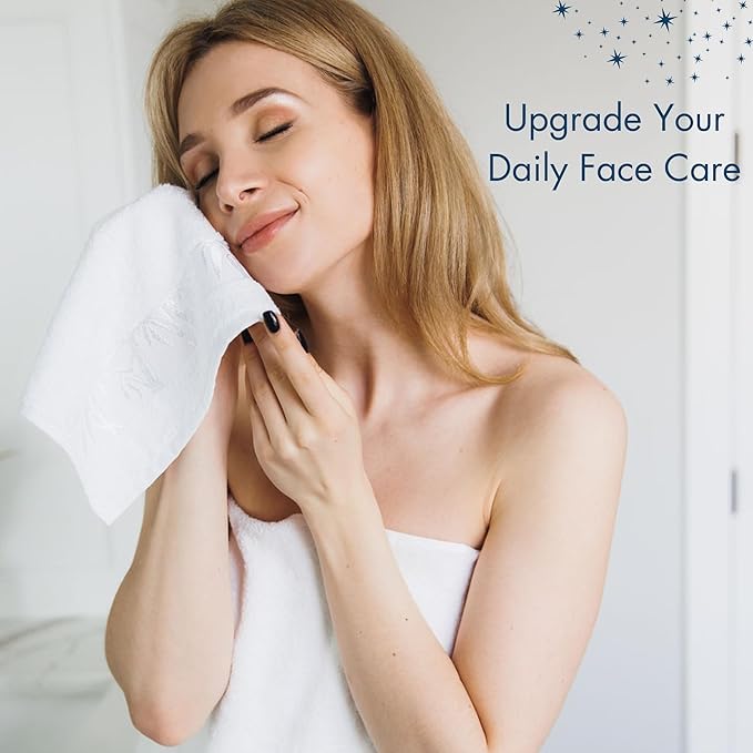 Set of 6 Luxury Wash Cloths for Your Face Viscose Bamboo & Turkish Cotton, White Wascloths
