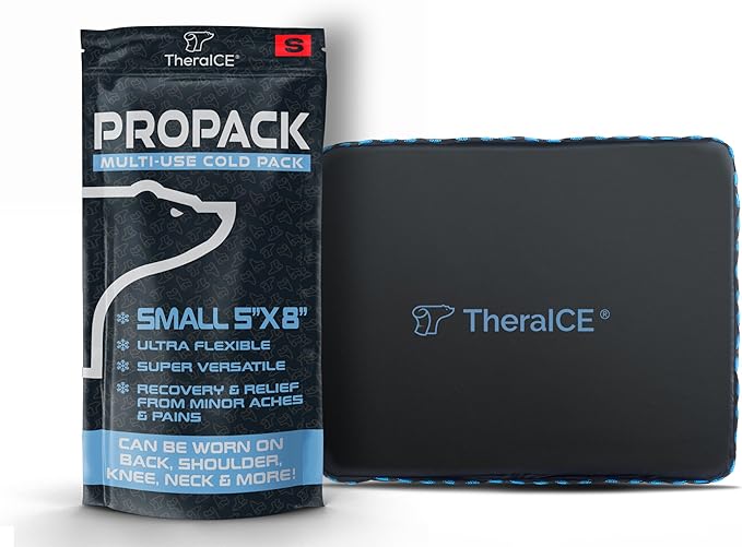 TheraICE PROpack Ice Pack for Injuries, Reusable Soft Multipurpose Cold Gel Ice Pack for Muscular Back Pain, Shoulder, Hip, Knee - Flexible Cold Compress Wrap for Minor Aches & Pains - 5 x 8