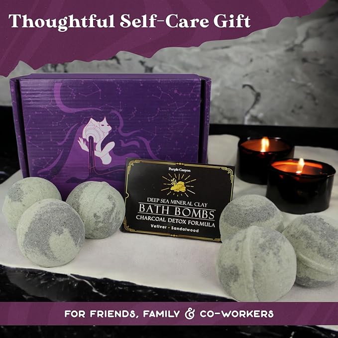 Purple Canyon Mineral Mud Bath Bombs | Deep Sea with Arctic Clay and Spirulina | Vetiver and Sandalwood Scented Bath Bomb Set