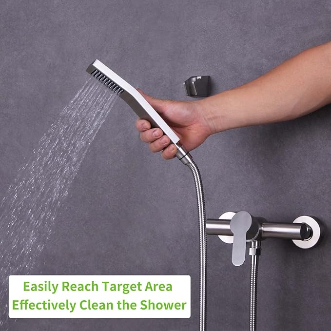 Handheld Shower Hose 79", Angle Simple Stainless Steel Flexible Shower Sprayer Hose, Replacement Shower Hose 1/2" IPS, Shower Extension Hose, Brushed Nickel