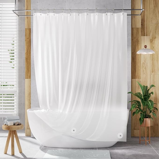 AmazerBath Shower Curtain Liner, 72x72 Plastic Frosted Shower Liner, Cute PEVA Shower Curtain Liners, Waterproof Vinyl Shower Curtain Liner with 3 Magnets, Lightweight Shower Curtains for Bathroom
