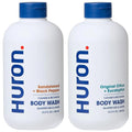 Huron Body Wash Scent Duo - Citrus + Eucalyptus & Sandalwood + Black Pepper Scents - Men’s Body Wash - Made With Coconut Oil, Vitamin E & Witch Hazel - Vegan, Cruelty-Free - 2 Pack, 12.2 fl oz