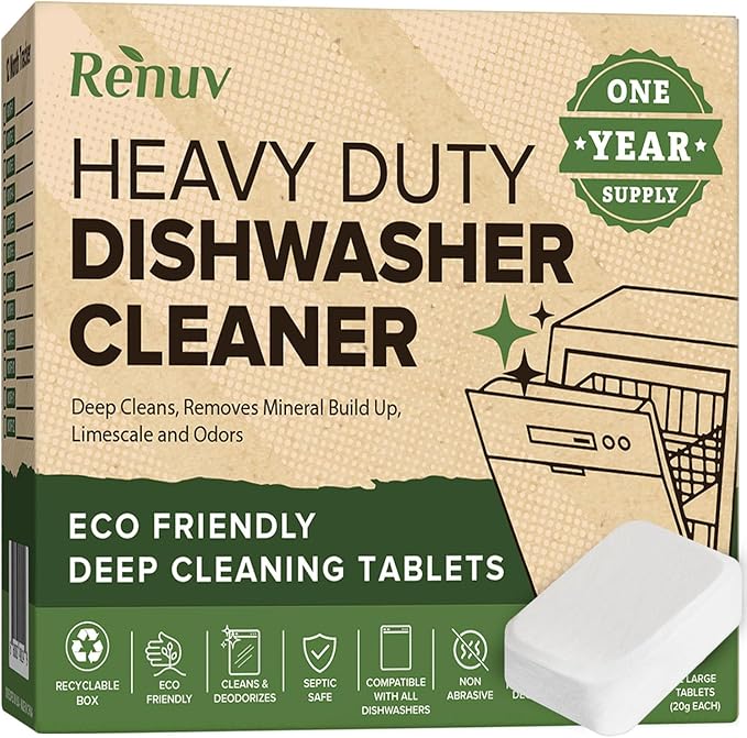 Renuv Washing Machine Cleaner + Dishwasher Cleaner Bundle - Heavy Duty Appliance Deep Cleaning, Descaling and Deodorizing