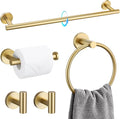 TQKAG 5 Piece Bathroom Accessories Set Brushed Gold Bathroom Hardware Set 23.6 Inch Bath Towel Bar Set SUS304 Stainless Steel Towel Rack Set