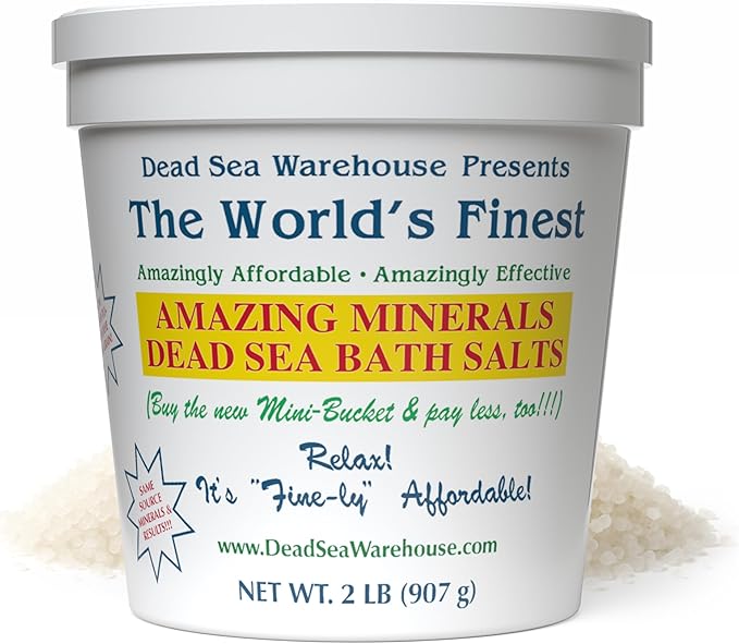 Dead Sea Warehouse – Amazing Minerals Dead Sea Bath Salts – 2 LBS – Highest Mineral Content – Natural Muscle Tension Relief