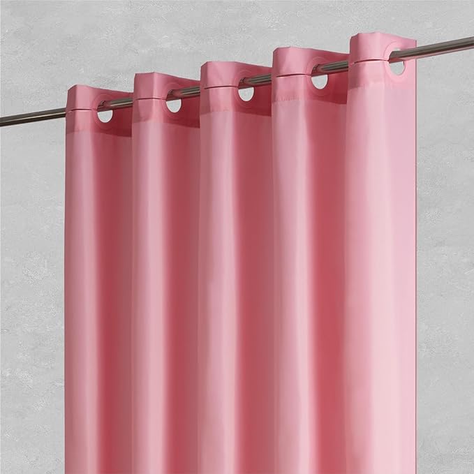Furlinic No Hook Extra Long Shower Curtain 96 Length,Wahable Fabric Bathroom Curtains with 10 Plastic Built-in Grommets,Hotel Quality Waterproof,Pink,78x96 Inch.