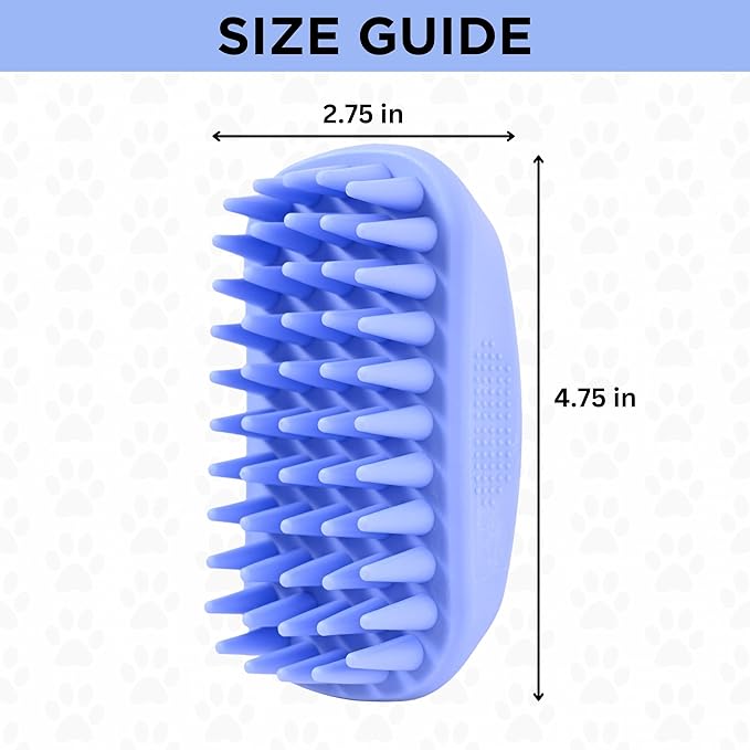 Bath Brush for Pet Grooming & Massage - Rubber Scrubbing Brush for Showers, Ideal for Long & Short Haired Dogs and Cats, Essential Puppy Accessory, Long Pins [We Love Doodles]