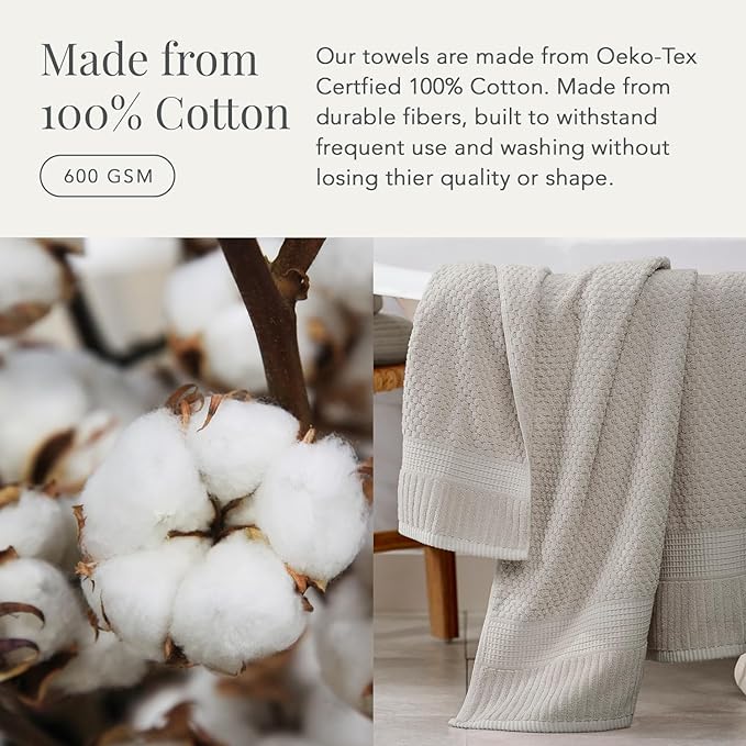 NY Loft 100% Cotton 2 Pack Bath Sheet Towel Set | Absorbent Quick-Dry Oversize Bath Towels | Textured and Durable Cotton | Quiet Grey
