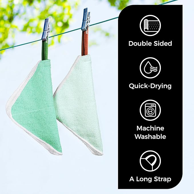 ZOMCHI Wash Cloths for Face and Body, Dual Sided Exfoliating Washcloth, Shower Wash Cloth for Men and Women, 2 Count (Rough and Gentle)