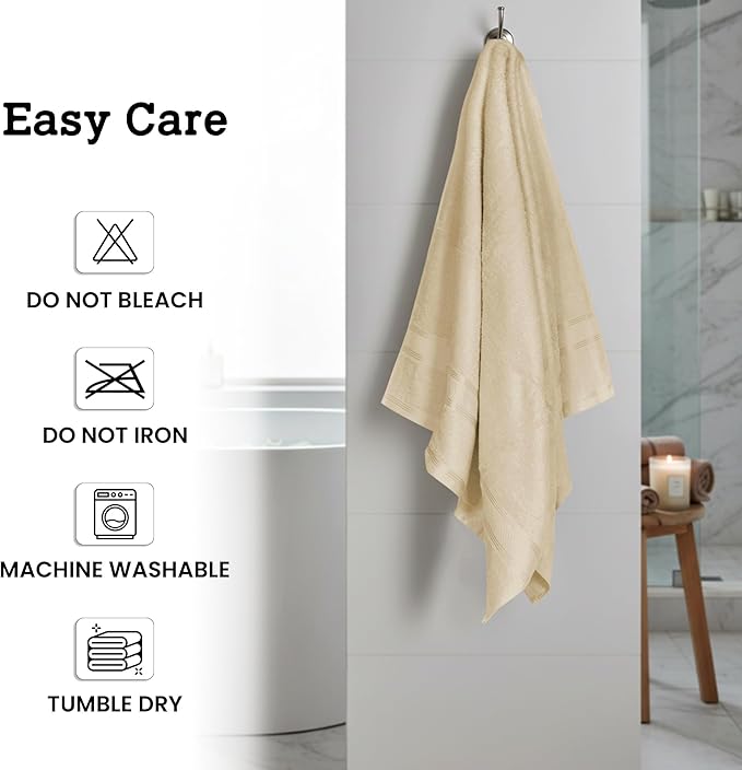 Casa Lino Linen Brown Bath Towels Set of 4 (54" x 27") - Large Bathroom Towel Set - 100% Cotton Towels for Bathroom - Highly Absorbent & Quick Dry Bath Towel Multipack - New Apartment Essentials
