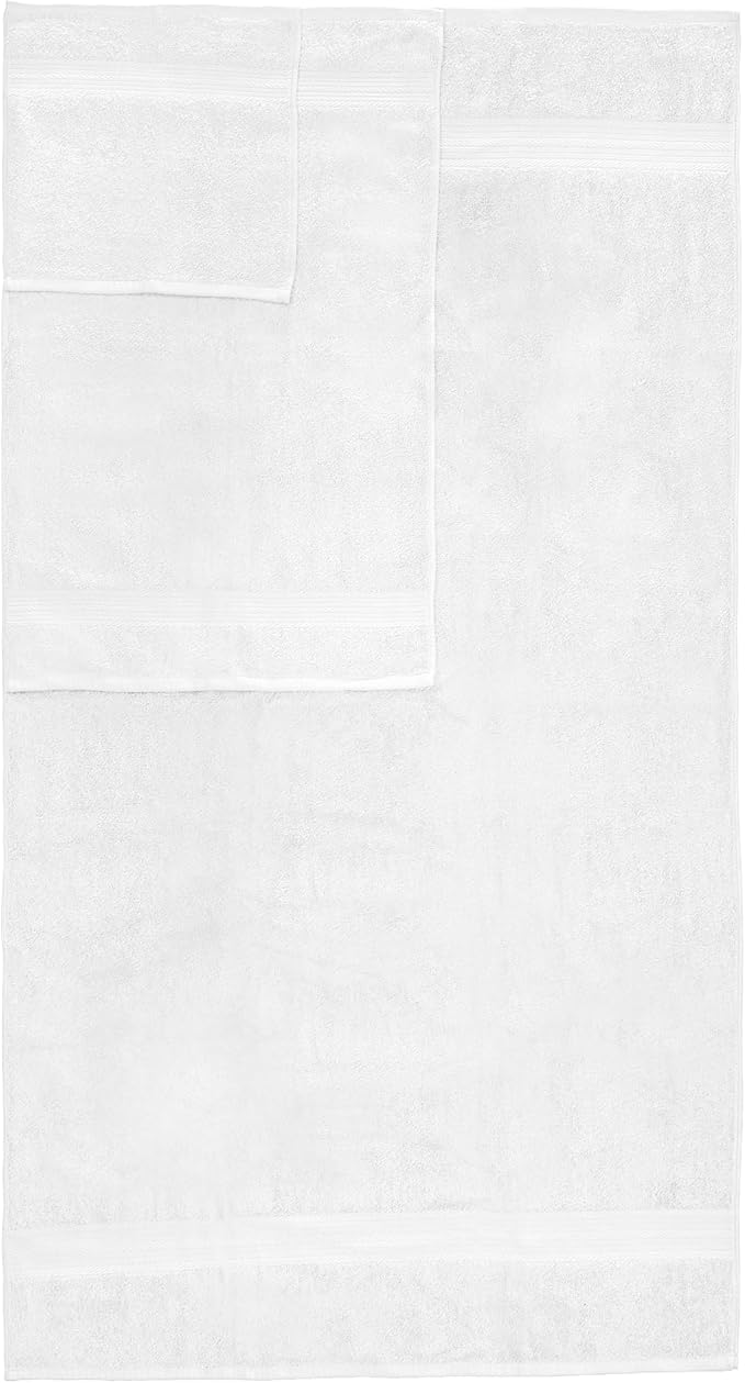 Ample Decor Bathroom Towel Set of 6-2 Hand Towel, 2 Bath Towel, 2 Wash Cloths - 600 GSM 100% Cotton - Christmas White