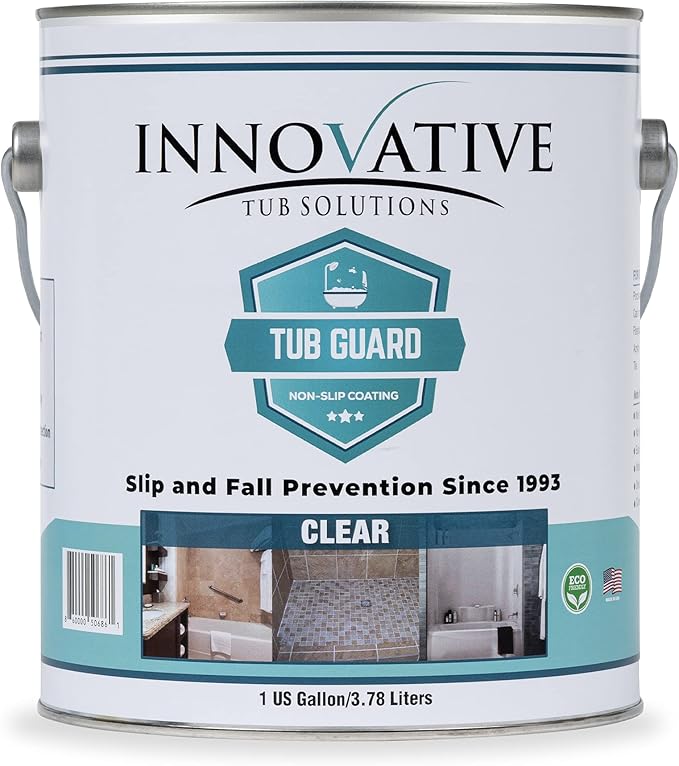 Tub Guard Anti Slip - Clear Bathtub & Shower Grip Textured Non Slip Coating for Slippery Tubs or Shower Floors - 1 Gallon (90 Tubs or Shower Pans)