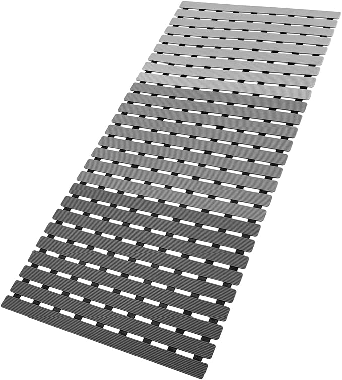 MBOSS Bath Tub Shower Mat Non Slip Bathtub Mats for Bathroom Shower Floor Mat Bath Mats for Shower Tub Anti Slip Shower Mat with Drain Hole and Large Suction Cups (Gradient Grey, 37.5 X 15.7 Inch)