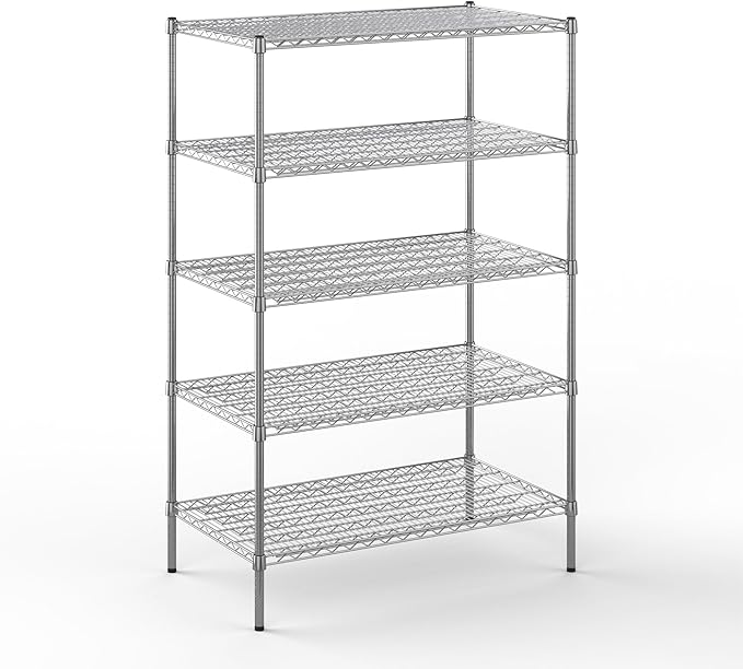 24" Deep x 42" Wide x 64" Height Wire Shelving Kit | 5-Tier | NSF Commercial Storage Rack Unit