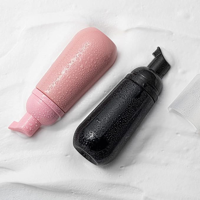 2oz Foam Bottle, Empty Travel Foaming Pump Dispenser for Hand Soap, Lash Cleanser, Shampoo (3PCS, Black)