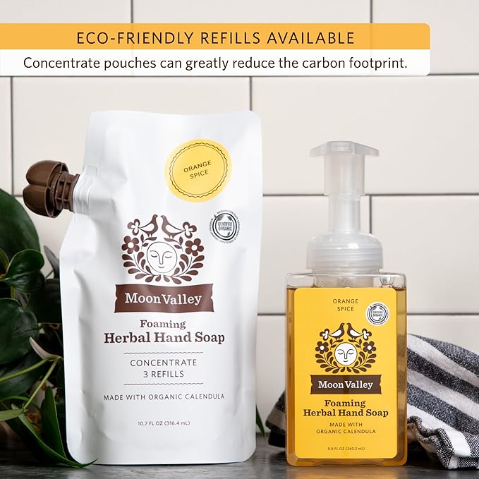 Moon Valley Herbal Foaming Hand Soap, Orange Spice Two Pack, Vegan, Recyclable Bottle