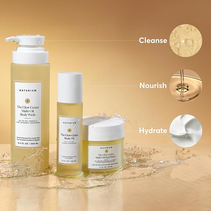 Naturium The Glow Getter Body Oil, Multi-Oil for Intense Nourishment, Hydrating & Moisturizing Formula, Vegan & Cruelty-Free, 3.4 oz