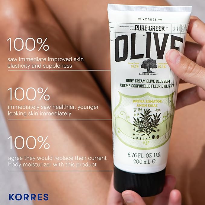 KORRES Olive Body Lotion for Dry Skin Moisturizer Cream with Vitamin E, Aloe and Pure Greek Olive Oil for Body Care, Hydrating & Nourishing for Smooth, Supple Skin,