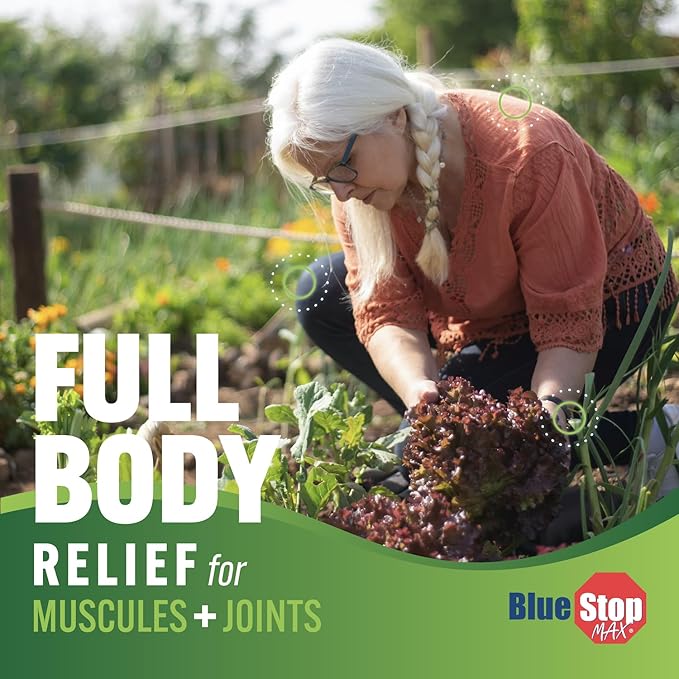 Blue Stop Max Massage Gel for Body Aches, 16 oz Pump Bottle; 3 in 1 Product Relieves Body Aches, Supports Joints and Nourishes The Skin