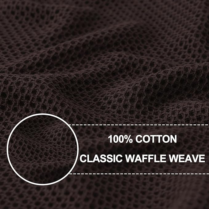 Homaxy 100% Cotton Waffle Weave Kitchen Dish Cloths, Ultra Soft Absorbent Quick Drying Dish Towels, 12 x 12 Inches, 6-Pack, Dark Brown