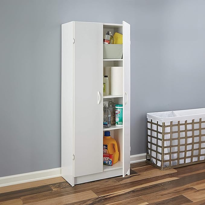 ClosetMaid Pantry Cabinet Cupboard with 2 Doors, Adjustable Shelves, Standing, Storage for Kitchen, Laundry or Utility Room, White