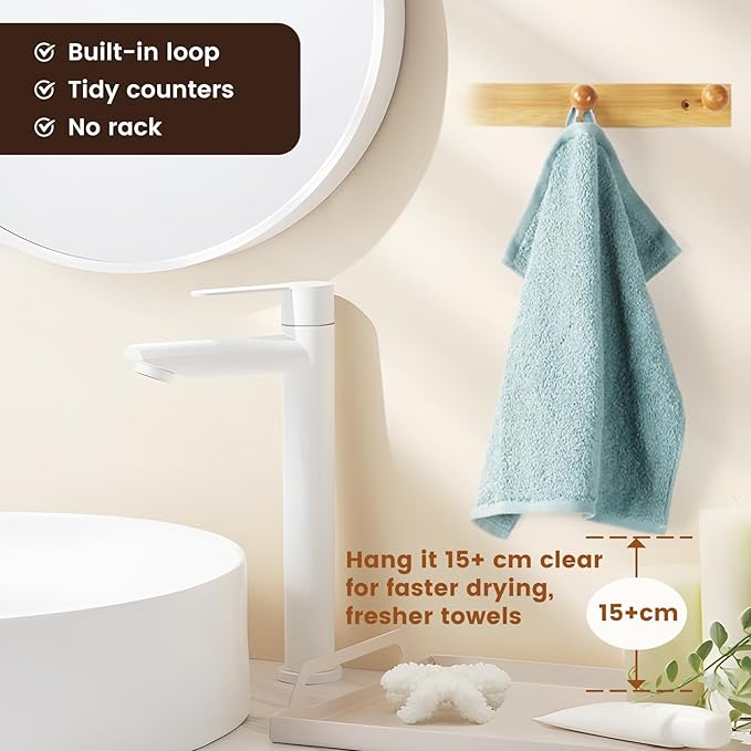 SEMAXE 100% Cotton Washcloths 12-Pack, 13 × 13 Inch Soft Luxury Face Towels – Super Absorbent & Quick-Dry, Premium Cloth with Hanging Loop, Oeko-TEX Certified, Gift-Ready Box