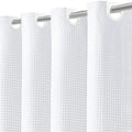 Inhousolu No Hook Waffle Weave Shower Curtain with Removable Snap in Fabric Liner Set for Bathroom, 230 GSM Heavy Duty Weighted Hem, Water Repellent Washable Bath Curtains, 72 x 84 Inch, White
