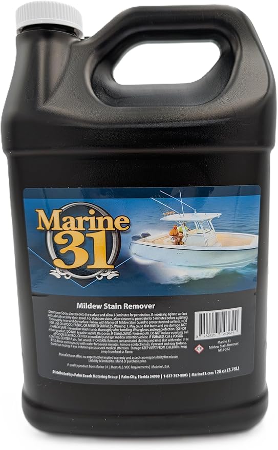 Marine 31 Mildew Stain Remover & Cleaner | Powerful Cleaning Solution for Boats, Homes & Patios | Removes Stubborn Stains from Showers, Vinyl & Fiberglass | Easy to Use | M31-372-128OZ | 128oz Gallon