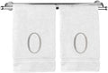 Monogrammed Hand Towel, Personalized Initial Gift, Extra Absorbent 100% Turkish Cotton - Soft Terry Finish - Set of 2 - Silver Block Initial O - Embroidered on White Towels