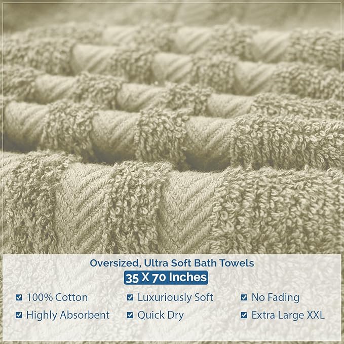 DAN RIVER 2 Pack Luxury Bath Sheets 35x70, 600 GSM, Soft & Quick Dry 100% Ring Spun Cotton Towels Ideal for Hotels, Spas, Gyms & Salons Extra Large, Beige