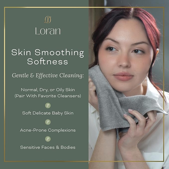 Silver Grey Washcloths Set of 6 Soft Facial Cloths 10” x 10” 100% Viscose Derived from Bamboo Spa-Like Feel Silky Face Cloth for Skin Cleansing