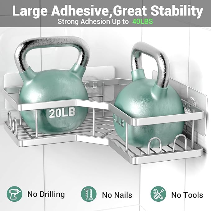 Corner Shower Caddy Bathroom Organizer: Adhesive Shower Rack Bathtub Shelves - 3Pack No Drilling Shower Shelf For Inside Shower - Stainless Steel Rustproof Bathroom Stuff