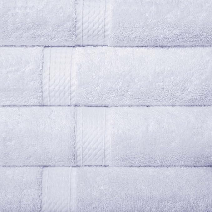 Superior Egyptian Cotton Pile Hand Towel Set of 4, Ultra Soft Luxury Towels, Thick Plush Essentials, Absorbent Heavyweight, Guest Bath, Hotel, Spa, Home Bathroom, Shower Basics, White