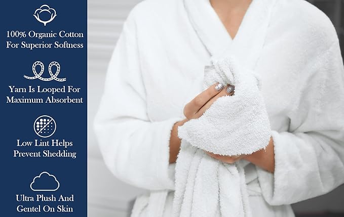 Delara Organic Cotton Luxuriously Plush Hand Towel Pack of 2 | GOTS & OEKO-TEX Certified | Premium Hotel Quality Towels | Feather Touch Technology|650 GSM Long Staple|Soft, Quick Dry & Ultra-Absorbent