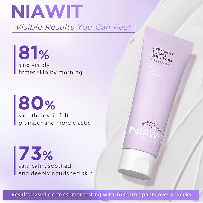 Overnight Toning Body Whip – For Loose Crepey Skin on Arms, Thighs & Belly | Firming, Moisturizing & Anti-Wrinkle Night Cream to Improve Tone While You Sleep, 4.23 fl.oz