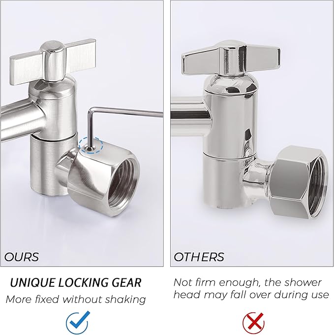 G-Promise All Metal 12 Inches Rainfall Shower Head with Handheld Spray Combo, 3 Settings Diverter, Adjustable Extension Arm with Lock Joints, 71 Inches Stainless Steel Hose (Brushed Nickel)