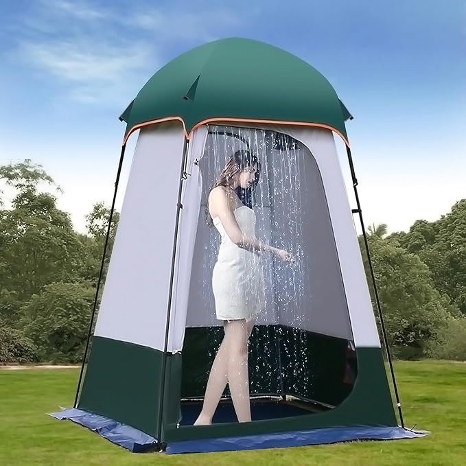 Camping Tent Shower Tent,Outdoor Changing with Built-in Hook,Holds 20 Liters of Water,63 * 63 * 95 Inch,210D Oxford Cloth Waterproof - Portable Toilet Shelter with Carrying Bag for Camping,Beach