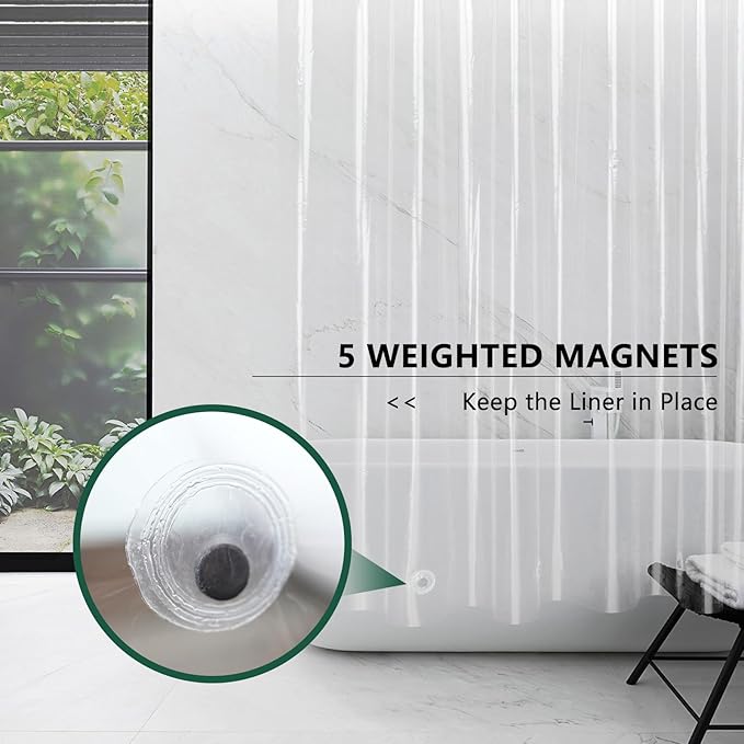 AooHome Stall Clear Plastic Shower Curtain Liner, 36x72 Premium Light Weight EVA 4G Plastic Bathroom Shower Liner with Rustproof Metal Grommets and 3 Magnets for Shower Stall(No Hooks)