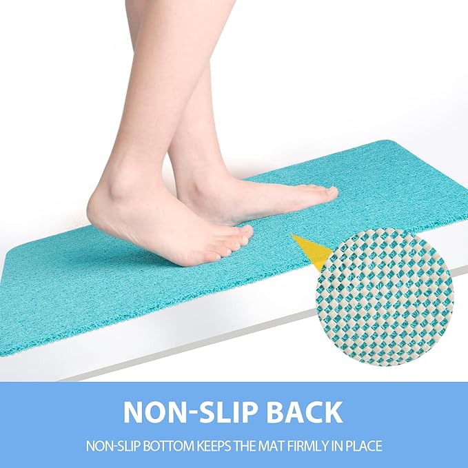 Non-Slip Bathtub Mat, 2 Pack Anti Slip Shower Mat, Fast Drying Bathtub Mats, Foot Scrubber Mat, Anti Slip Mat for Tub, Floor, Bathroom, Kitchen, Home, Hotel (Turquoise Blue 24"×16"+24"×16")