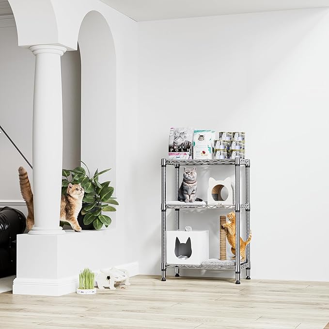 750 lbs 3 Tier Shelf Metal Storage Shelves Shelving Wire Rack Heavy Duty Closet Organizers for Garage Kitchen Bathroom Laundry Chrome 13.8" D x 23.6" W x 35.5" H
