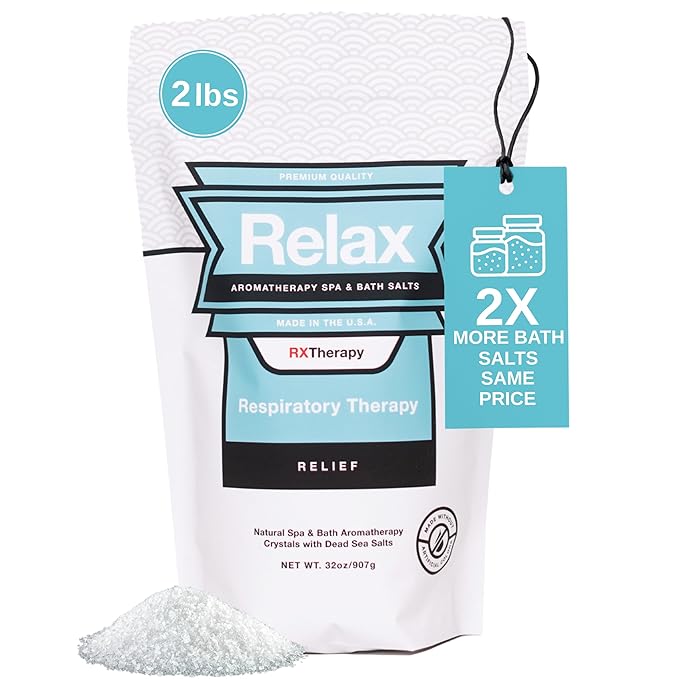 Relax Spa & Bath, Epsom & Dead Sea Salts, Aromatherapy Bath Salts for Hot Tub, Bath, or Spa, Infused with Magnesium, Respiratory Therapy