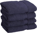 BLUENILEMILLS BNM Egyptian Cotton 4-Piece Towel Set, Includes 4 Hand Towels, Attached Loop for Easy Hanging and Storage, Hotel Quality, Perfect for Bathroom, Gym, Shower Space, or Spa, Navy Blue