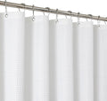 2-in-1 Waterproof Fabric Shower Curtain - No Separate Liner Needed, Hotel-Style Waffle Weave, Effortless Cleaning & Washable Bathroom Shower Curtain Set,72Wx78H,White