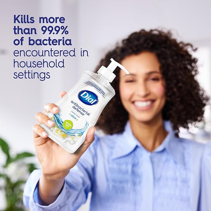 Dial Antibacterial Defense Liquid Hand Soap + Aloe, White Tea Scent, 11 Fl Oz (Pack of 4), Dermatologist-Tested Hand Wash, Gentle Formula