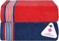 CASA COPENHAGEN He & She 2 Pieces Large Bath Sheet Set- American Blue + American Red, 550 GSM, Designed in Denmark Made of Soft Egyptian Cotton for Bathroom, Kitchen & Shower