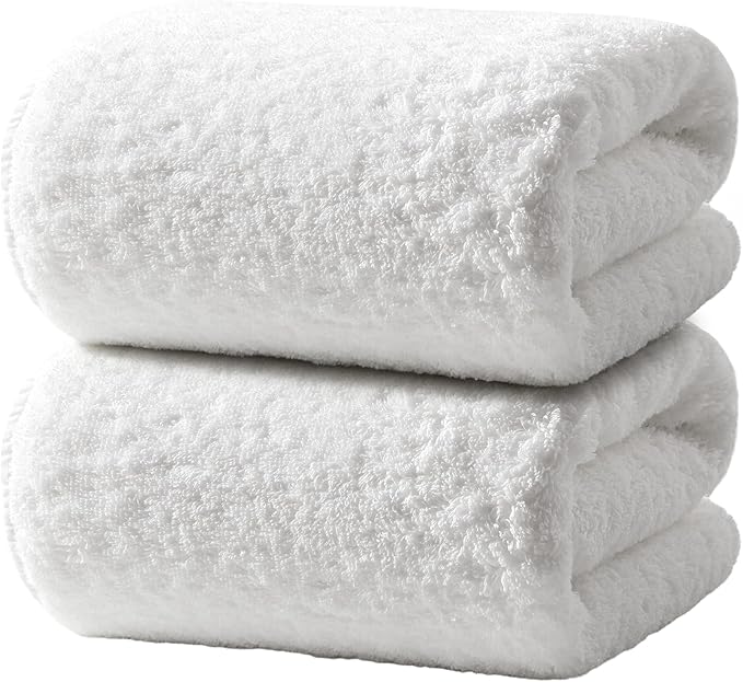 REDKISS Ultra-Plush Bath Towel Set - 900GSM Premium Thick Cotton for Bathroom & Spa, Super Absorbent Bath with No Shedding (2-Piece Bath Twoel Set for Adults, Luxury Hotel & Home Use)-White