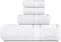 Casa Lino 100% Cotton Bath Towels Set of 4 (1 Bath Towel, 1 Hand Towel & 2 Wash Cloths) - Bathroom Towels and Washcloths Set - Complete Bathroom Set - Guest Room Essentials - (White)