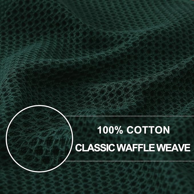 Homaxy 100% Cotton Waffle Weave Kitchen Dish Cloths, Ultra Soft Absorbent Quick Drying Dish Towels, 12 x 12 Inches, 12-Pack, Blackish Green